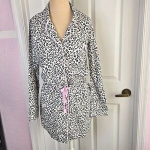 Victoria's Secret Cotton Flannel Nightgown Leopard Print‎ Cinch Waist Size XS
